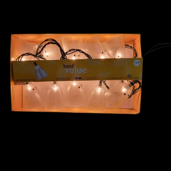 3 Sets of Lighted Halloween Decoratons - Ghost Pumpkin String Lights & Spider - Picture 3 of 5